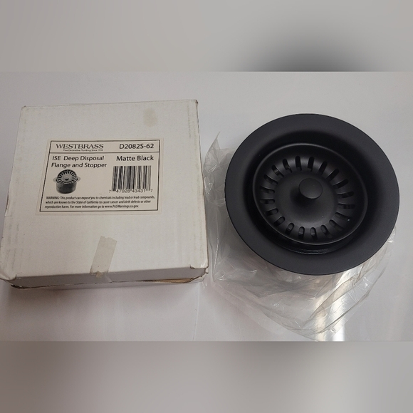 Westbrass D2082S-62 Extra-Deep Waste Disposal Flange & Strainer, Matte Black - Picture 5 of 6